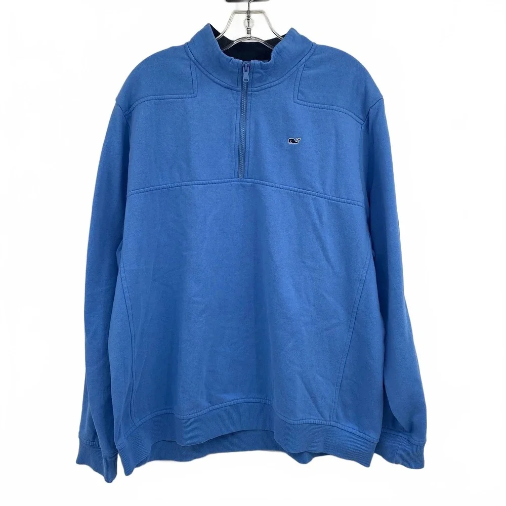 Vineyard Vines Blue Cotton Blend Quarter Zip Pullover | Men’s XL